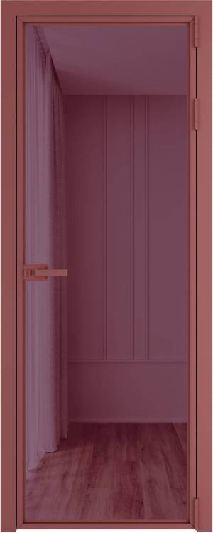 Межкомнатная дверь Profil Doors 1 AX цвет профиля Красный антрацит, стекло безопасное 6 мм фиолетовое шпион 700x2000