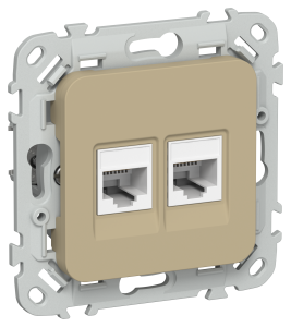 Розетка компьютерная RJ45 2-местная IEK Flite FI-K22-2-K59 хаки