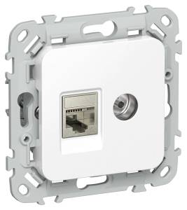 ТВ-розетка+Ethernet RJ45 IEK Flite FI-AK21-1-K01 белый