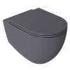 Унитаз подвесной Isvea Infinity 10NF02001SV-2C + 40KF0522I-S безободковый, с крышкой-сиденьем микролифт, антрацит матовый