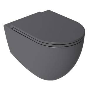 Унитаз подвесной Isvea Infinity 10NF02001SV-2C + 40KF0522I-S безободковый, с крышкой-сиденьем микролифт, антрацит матовый