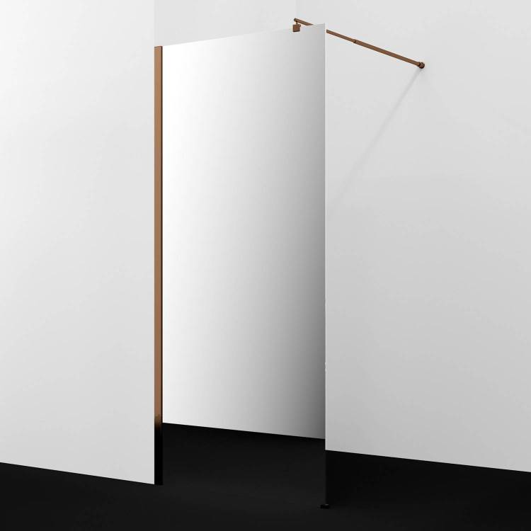 Душевая перегородка Wasserkraft Rur 30W46RG-MR профиль глянцевое розовое золото, стекло зеркальное, 110x120x200