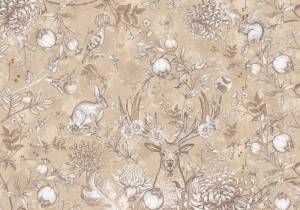 3D Фотообои Artegrafico «Винтажная композиция с животными в коричневых тонах» FN-012 песок