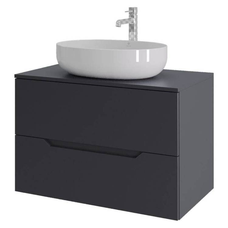 Тумба с раковиной Orange Line Li-80TugMDF+B05-520W графит матовый, 80.5 см