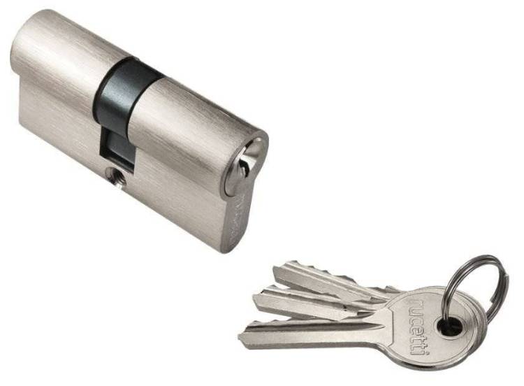 Цилиндр ключевой Rucetti R68C 32/36 PC никель, асимметричный, для финских дверей