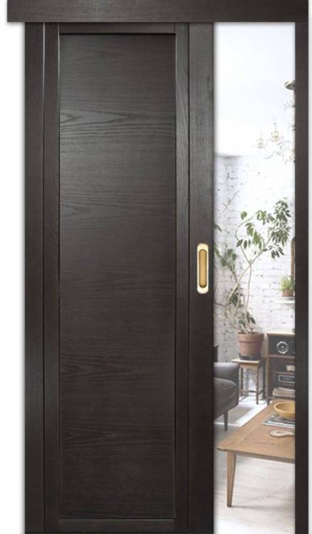 Раздвижная дверь шпонированная Milyana QDO глухая ясень винтаж 600x2000