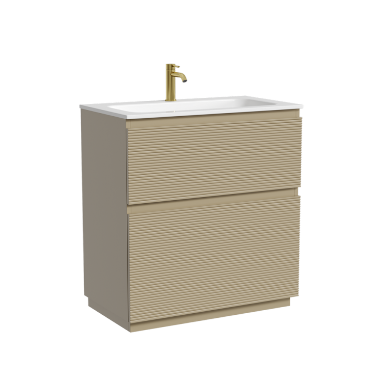 Тумба с раковиной Sancos Folk Floor напольная, 80x45x87, c двумя ящиками оснащенными доводчиками, Капучино