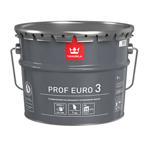 TIKKURILA PROF EURO 3 краска интерьерная, моющаяся, глубокоматовая, база A (9л)