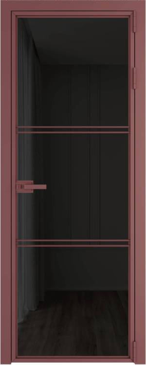 Межкомнатная дверь Profil Doors 3 AX цвет профиля Красный антрацит, стекло безопасное 6 мм черное тонированное 700x2000