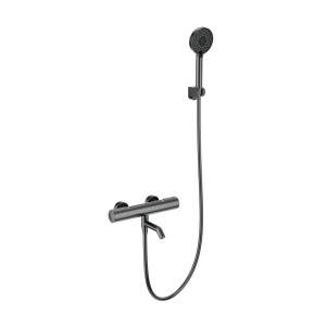 Смеситель для ванны Wonzon & Woghand WW-A2006-A1-BGG термостатический, с душевым гарнитуром, темный графит