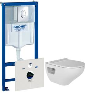 Комплект  Унитаз подвесной Bien Ion безободковый + Система инсталляции для унитазов Grohe Rapid SL 38750001 4 в 1 с кнопкой смыва