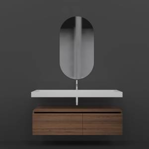 Мебель для ванной Armadi Art Flat 140 подвесная, dark oak, 2 тумбы 60 и 80