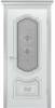 Межкомнатная дверь эмаль Шейл Дорс Соло R-0 B3, остекленная, белый, патина серебро 800x2000