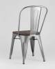 Набор из 6 стульев Stool Group Tolix YD-H440B-W YG-15 X6 серебристый матовый, темное дерево фото 7