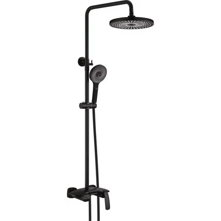 Душевая система Rose R1136H черная, с каскадным изливом