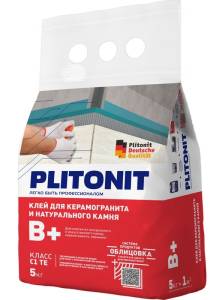 Клей Plitonit В+ для крупноформатного керамогранита и натурального камня  5 кг