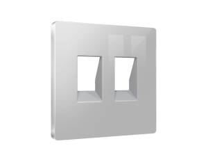 Лицевая панель для двойной компьютерной/телефонной розетки RJ-45/RJ-11 Ambrella Volt Alfa AP4121 серебро глянец