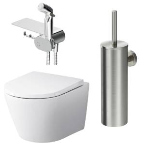 Комплект Am.Pm Sense CK74H0403W унитаз подвесной, с гигиеническим душем и ершиком, хром