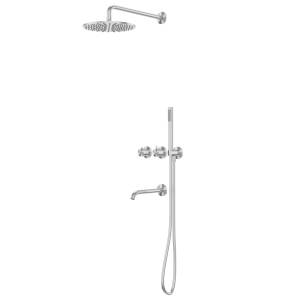 Душевая система Abber Wasser Kreis 316 AF8150BST с изливом и термостатом, брашированная сталь