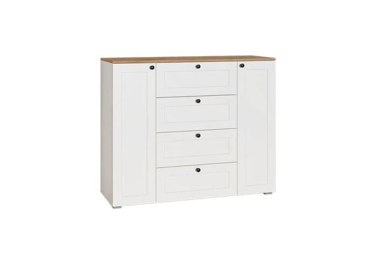 Комод Моби Остин 16.221 F Белый PE шагрень, Дуб Золотой CRAFT, белая шагрень 4101 ПВХ, Белый PE шагрень