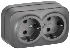 Розетка 2-местная с заземлением IEK Glory ERH21-K46M-16 сталь матовый