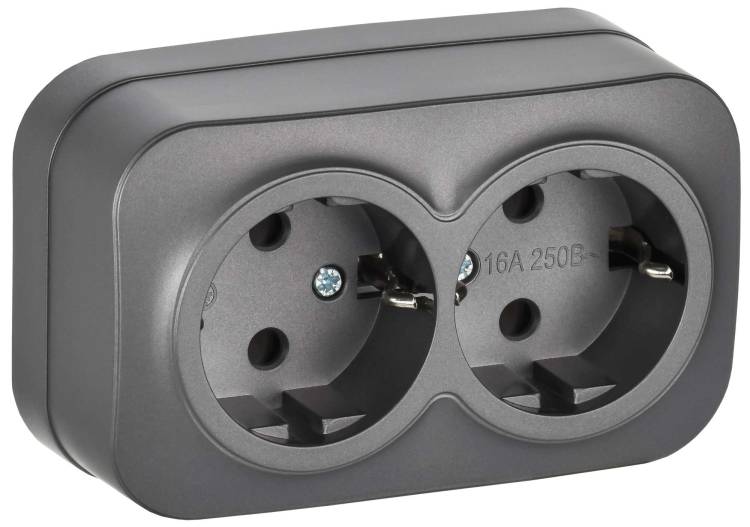 Розетка 2-местная с заземлением IEK Glory ERH21-K46M-16 сталь матовый