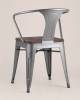 Набор из 4 стульев Stool Group Tolix Arm Wood YD-H440AR-W YG-15 X4 серебристый матовый, темное дерево фото 7