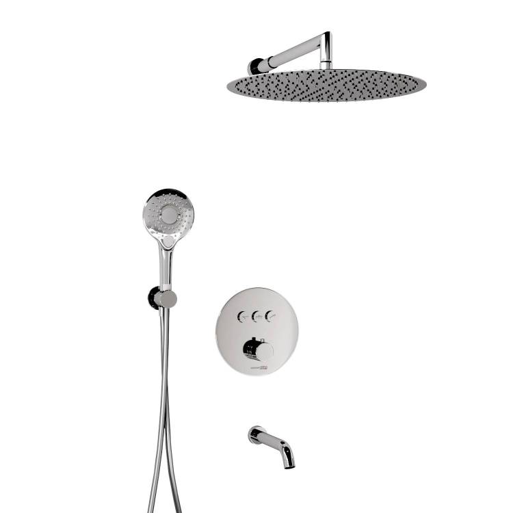 Душевой комплект Wasserkraft A175817 с верхней душевой насадкой, хром, встраиваемый, с изливом, с лейкой