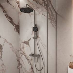 Душевая стойка Vincea Puro VSFS-5P1GM с изливом, вороненая сталь