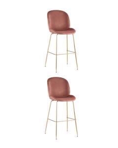 Набор из 2 барных стульев Stool Group Beetle 8329C PINK X2 пудровый со спинкой