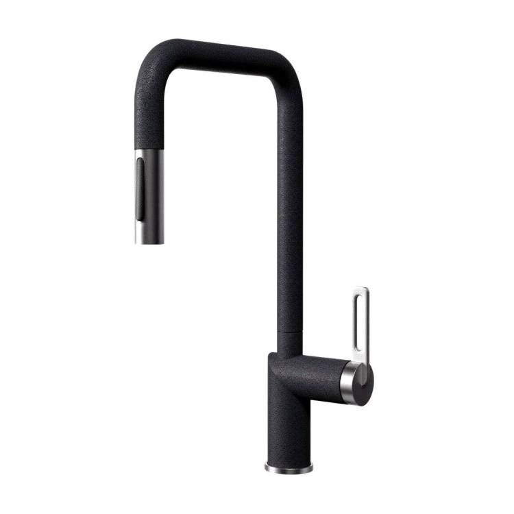 Смеситель для кухни Granula GR-8173 графит, с выдвижным изливом