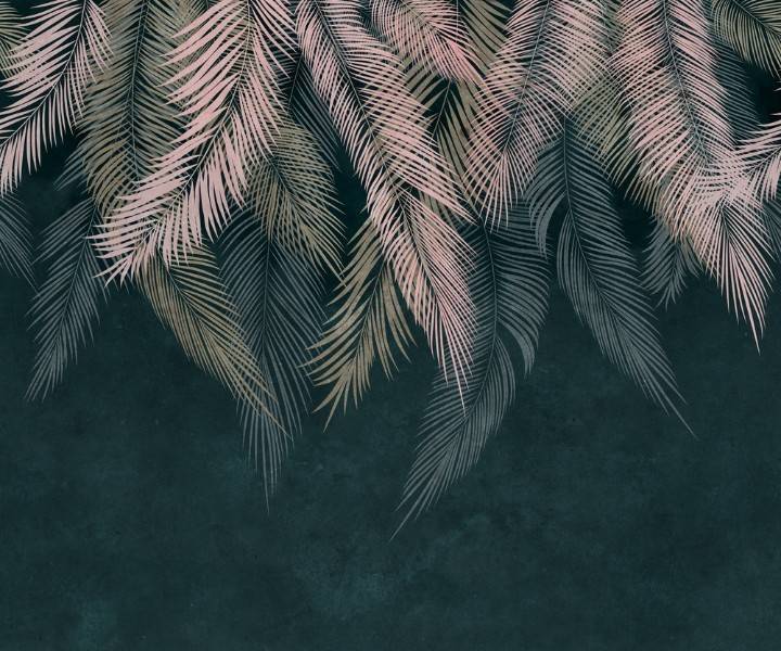 3D Фотообои Artegrafico «Тропические листья на изумруде» FLV-008 канвас