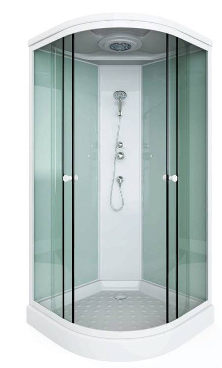 Душевая кабина Arcus Style S-12 90x90x215, фронтальные стекла - матовые фактурные, задние - белые матовые