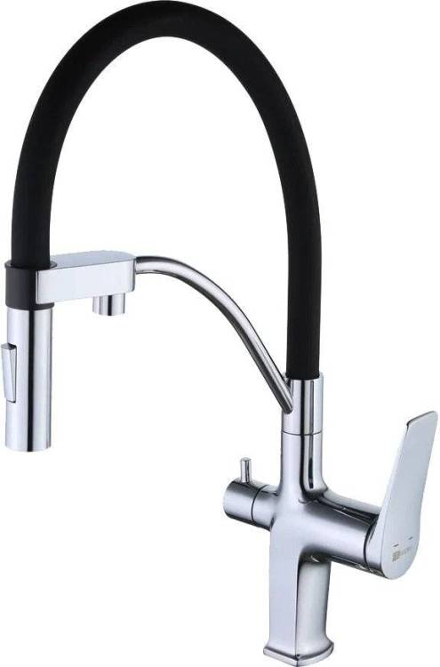 Смеситель для кухни Lemark Comfort LM3074C хром/черный с гибким изливом