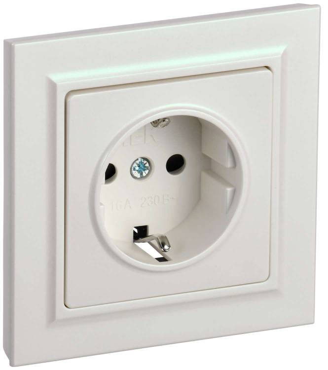 Розетка 1-местная с заземлением и шторками IEK Brite BR-R14-16-K36-F жемчуг