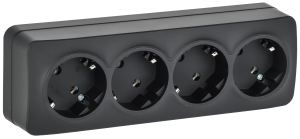 Розетка 4-местная с заземлением IEK Glory ERH41-K02M-16 черный матовый