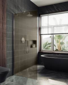 Душевая перегородка MaybahGlass MGD-697-5ш 79x195, стекло бронза матовая 8 мм, профиль хром матовый