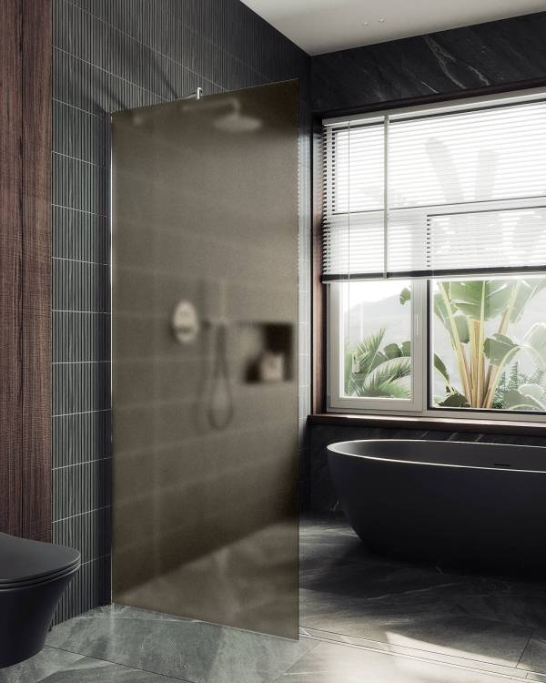 Душевая перегородка MaybahGlass MGD-697-5ш 79x195, стекло бронза матовая 8 мм, профиль хром матовый