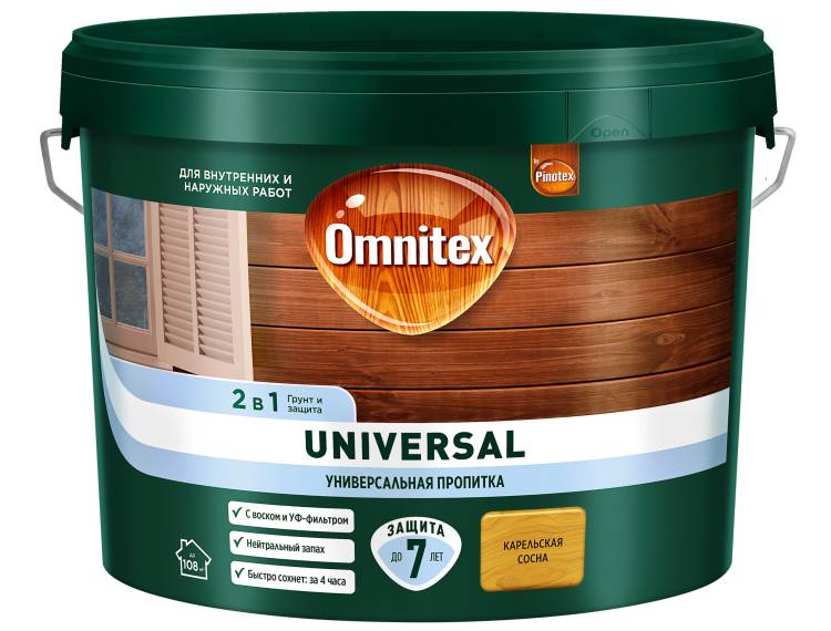 Пропитка защитная для дерева Omnitex Universal карельская сосна 9 л