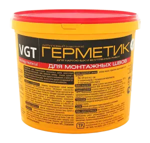 VGT ГЕРМЕТИК АКРИЛОВЫЙ ДЛЯ МОНТАЖНЫХ ШВОВ для наружных и внутренних работ, белый (15кг)