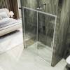 Душевая дверь в нишу MaybahGlass MGD-1275-5 профиль хром матовый, стекло бесцветное, 100x195