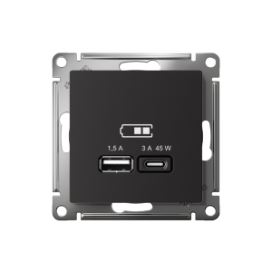Розетка USB type A+C Systeme Electric Atlas Design ATN001029 карбон