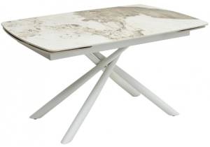 Стол Woodville Rivoli 493167 gloss luxury pandora sintered stone, white 140(200)x90x76