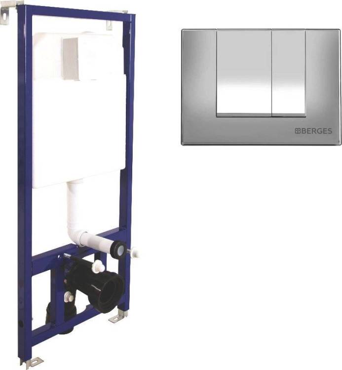 Система инсталляции для унитазов Berges Novum 040242 с кнопкой смыва, матовый хром