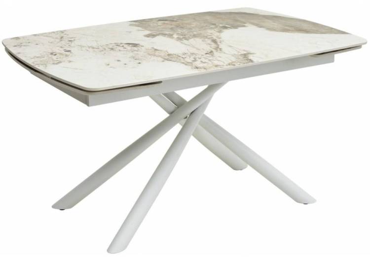 Стол Woodville Rivoli 493167 gloss luxury pandora sintered stone, white 140(200)x90x76