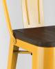 Набор из 6 барных стульев Stool Group Tolix YD-H765E-W LG-06 X6 желтый глянцевый, темное дерево, со спинкой фото 8