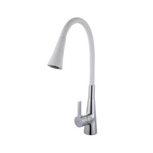 Смеситель для кухни Fashun A4153+B13 с гибким изливом, хром, белый