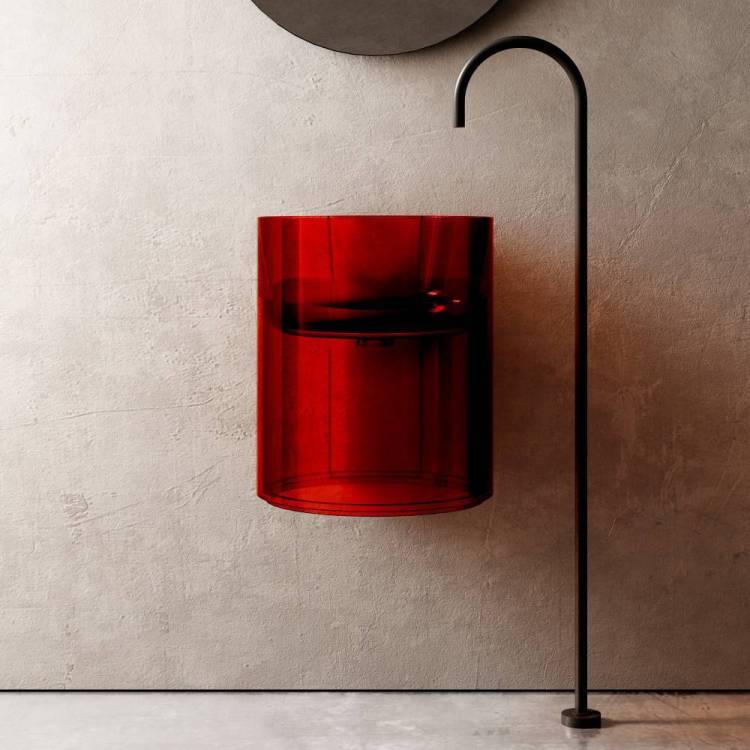 Раковина Abber Kristall AT2704Rubin прозрачная, 42 см, красная