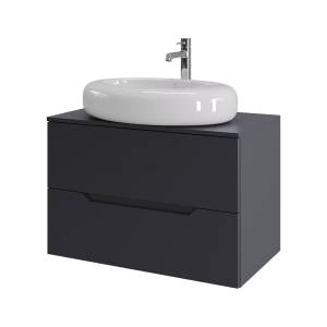 Тумба с раковиной Orange Line Li-80TugMDF+B08-640W графит матовый, 80.5 см