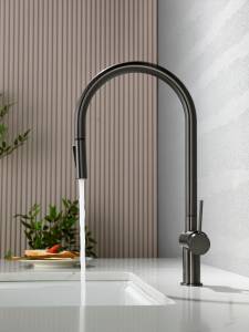 Смеситель для кухни AQUAme Cucina AQM9901GM с выдвижным изливом, металл